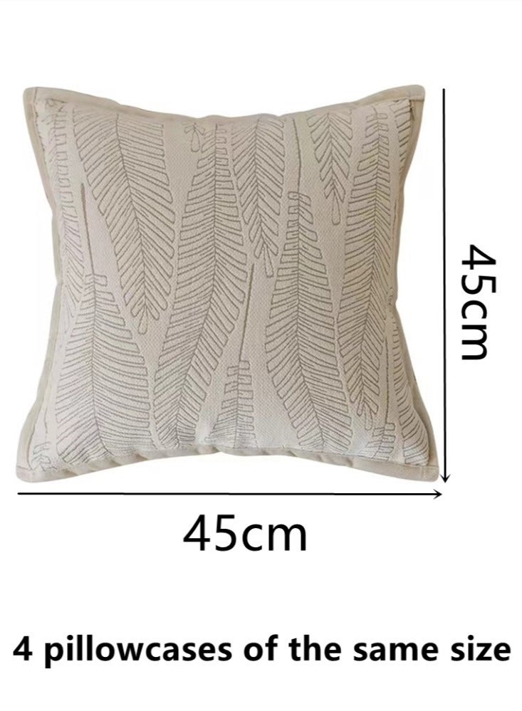 4-Piece Decorative Cushion Cover Pillow Cases Chenille Off-White 45x45 Centimeter