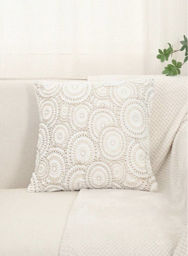 4-Pieces Decorative Cushion Cover Pillow Cases Polyester White And Gold 45x45 Centimeter