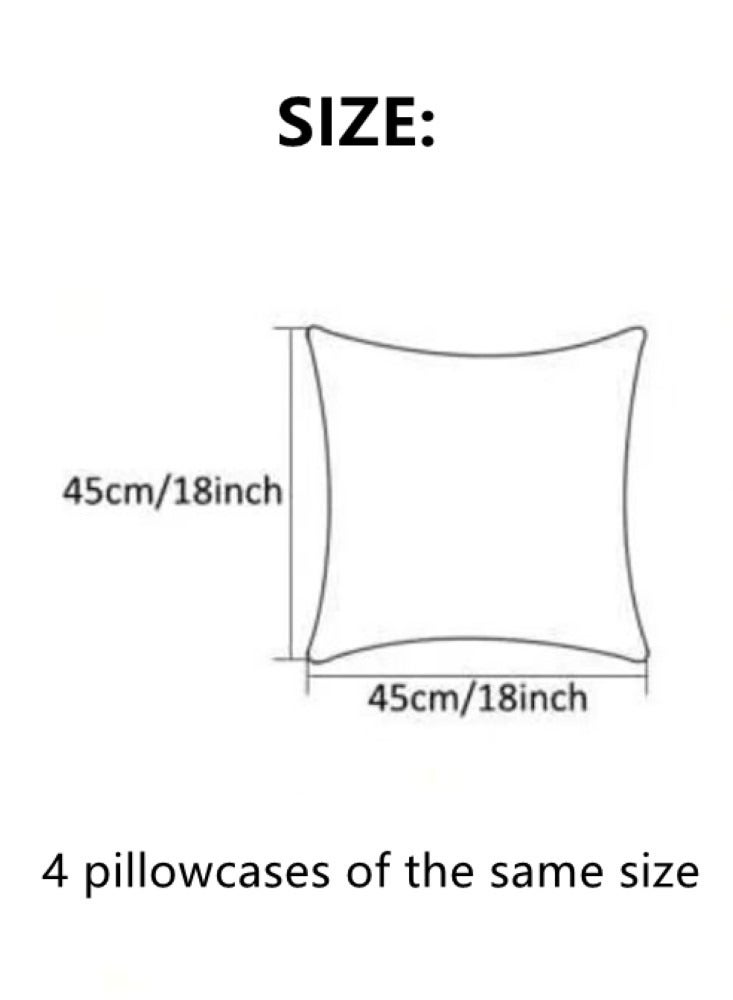 4-Pieces Decorative Cushion Cover Pillow Cases Polyester White And Gold 45x45 Centimeter