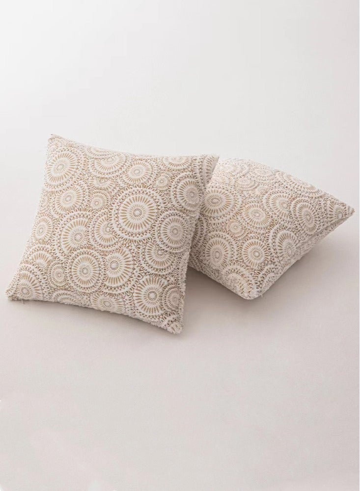 4-Pieces Decorative Cushion Cover Pillow Cases Polyester White And Gold 45x45 Centimeter