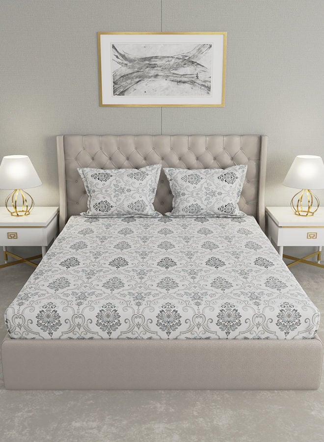 Raymond Home-King Size Super Soft 140 TC Pure Cotton Flat Sheet 274x274 cm With 2 Pillowcases