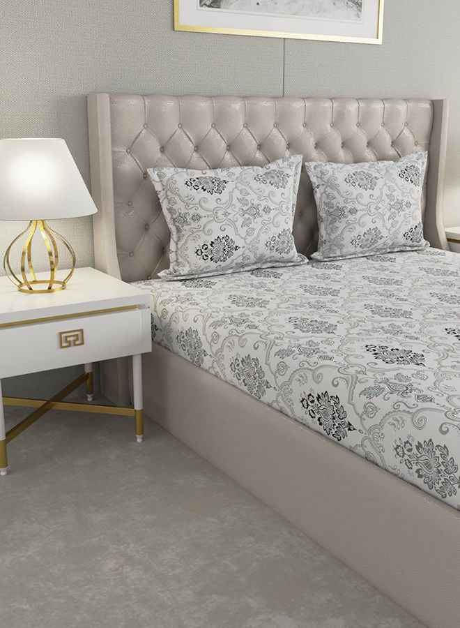 Raymond Home-King Size Super Soft 140 TC Pure Cotton Flat Sheet 274x274 cm With 2 Pillowcases