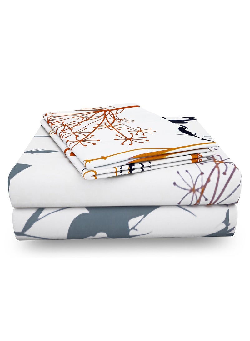 Metro Collection 186 TC Cotton Bedsheet for queen Bed 250 cm x 225 cm with Two Pillow Covers White