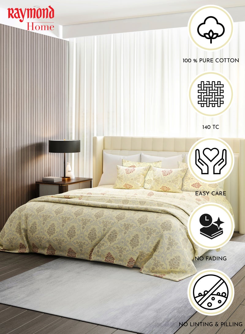 Raymond Home King Flat Sheet Super Soft 140 TC Pure Cotton (274x274 cm, 46x69 cm) Flat sheet & 2 PillowCases