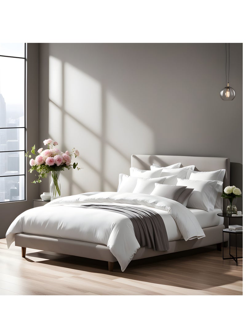 Raymond Home Queen Flat sheet Super Soft 120 TC Pure Cotton (225x254 cm, 46x69 cm) Flat sheet & 2 PillowCases-Pure White