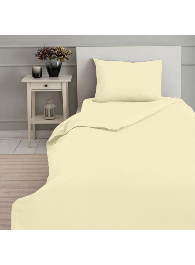 Orchard Exclusive (Cream) Single Size Flat Sheet,Duvet cover and Pillow covers (Set of 4 Pcs) Cotton percale Weave, Soft and Luxurious, High Quality Bed linen -180 TC