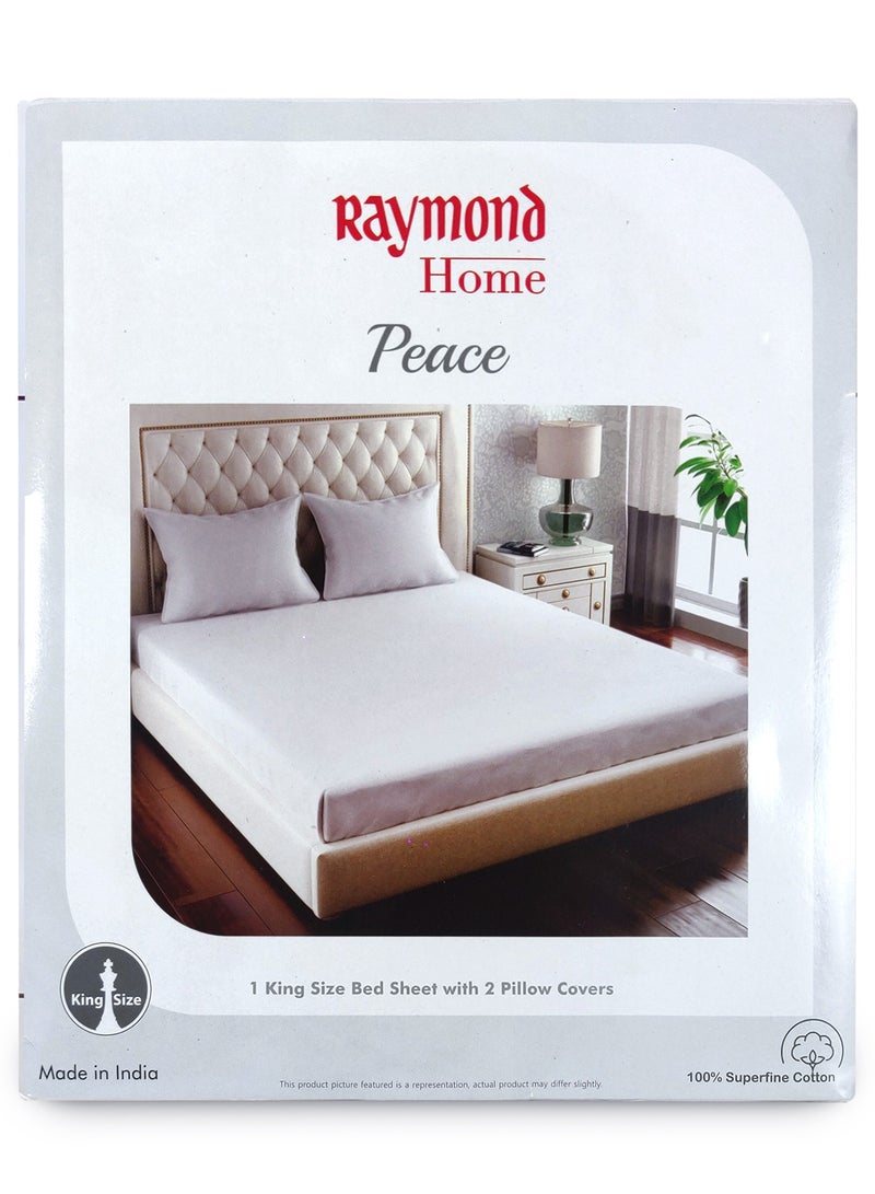 Raymond Home King Flat Sheet Super Soft Pure Cotton (274x274 cm, 46x69 cm) Flat sheet & 2 PillowCases