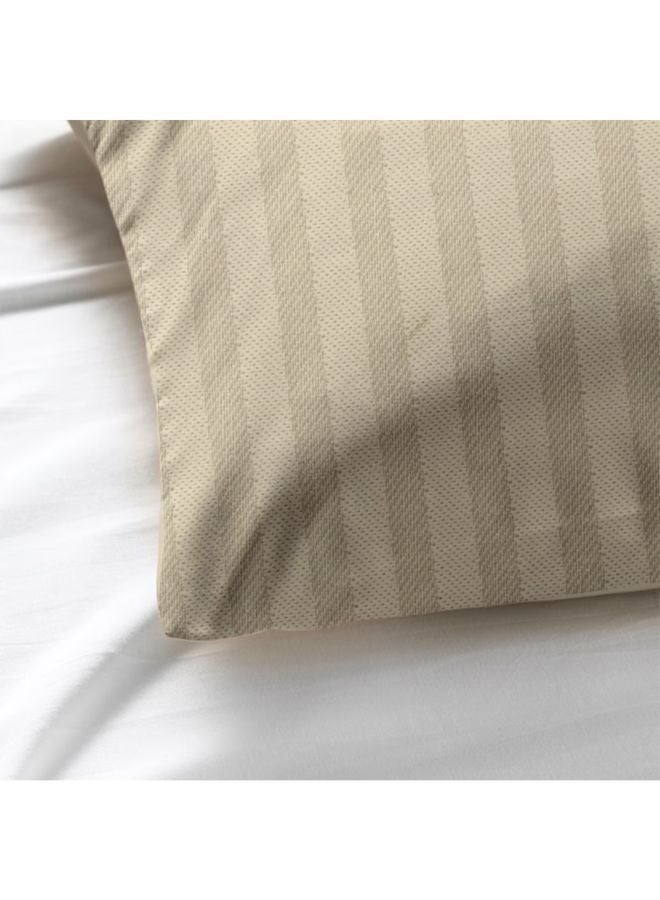 Tulip (Cream) King Size Flat Sheet and Pillow Covers with 1 cm Satin Stripe (Set of 3 Pcs) 100% Cotton, Soft and Luxurious Hotel Quality Bed linen-300 TC