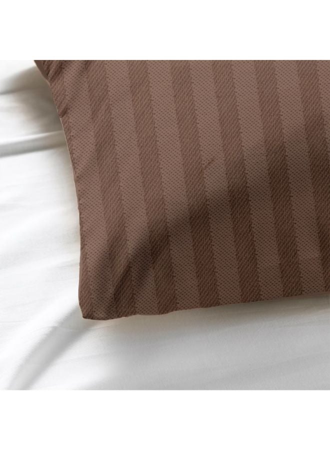 Tulip (Dark Brown) King Size Flat Sheet and Pillow Covers with 1 cm Satin Stripe (Set of 3 Pcs) 100% Cotton, Soft and Luxurious Hotel Quality Bed linen-300 TC