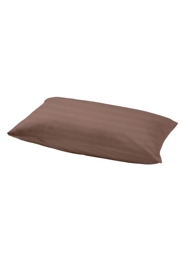 Tulip (Dark Brown) Single Size Flat Sheet and Pillow Covers with 1 cm Satin Stripe (Set of 2 Pcs) 100% Cotton, Soft and Luxurious Hotel Quality Bed linen-300 TC