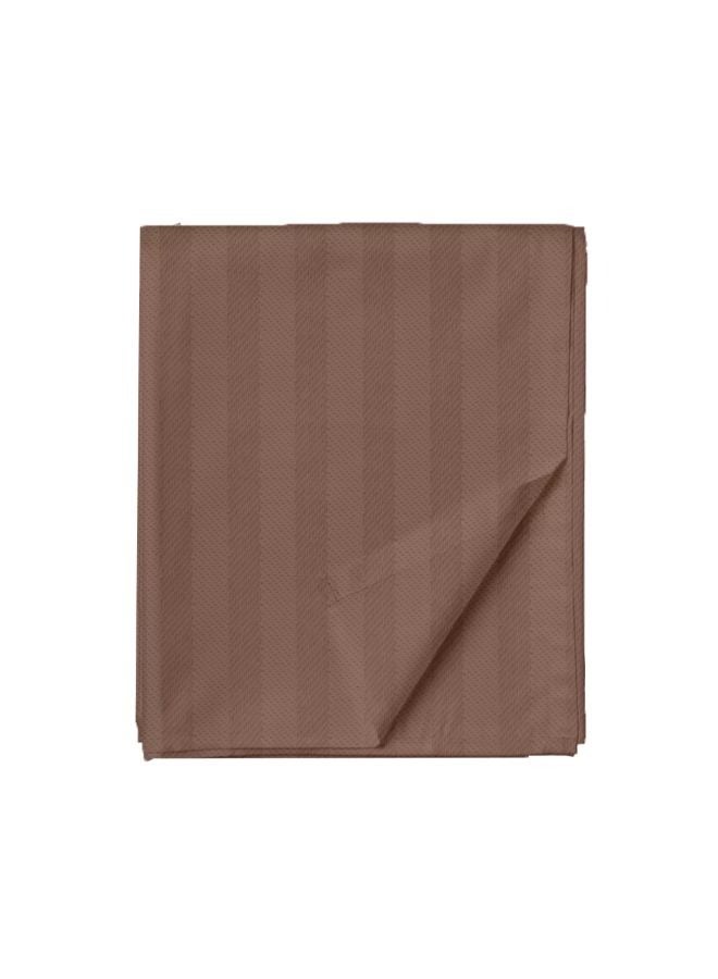 Tulip (Dark Brown) King Size Flat Sheet, Duvet cover and Pillow Covers with 1 cm Satin Stripe (Set of 6 Pcs) Premium Cotton, Soft and Luxurious Hotel Quality Bed linen-300 TC