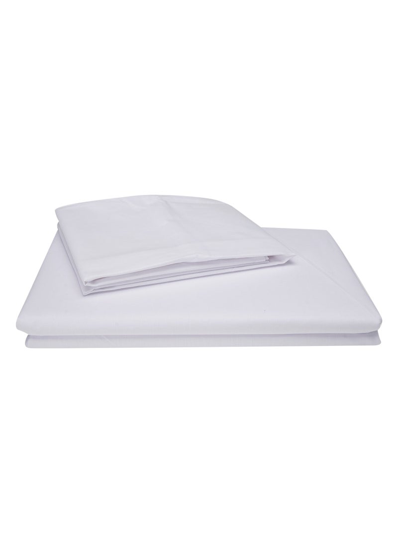 2-Piece Hometex Design Flat Sheet Set Single White - 1 Flat Sheet (150x260cm) + 1 Pillow Cover (50x75cm)