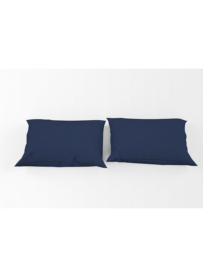 3 Piece Hometex Design King Size Dyed Flat Sheet Set Navy Blue - 1 Flat Sheet (240x260 cm) + 2 Pillow Covers (50x75 cm)