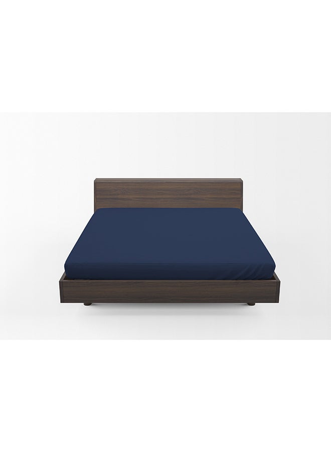 3 Piece Hometex Design King Size Dyed Flat Sheet Set Navy Blue - 1 Flat Sheet (240x260 cm) + 2 Pillow Covers (50x75 cm)