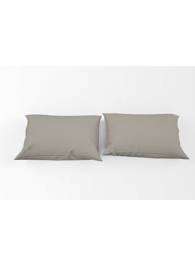 Hometex Design King Size Dyed Flat Sheet Set Taupe - 1 Flat Sheet (240x260 cm) +2 Pillow Covers (50x75cm)