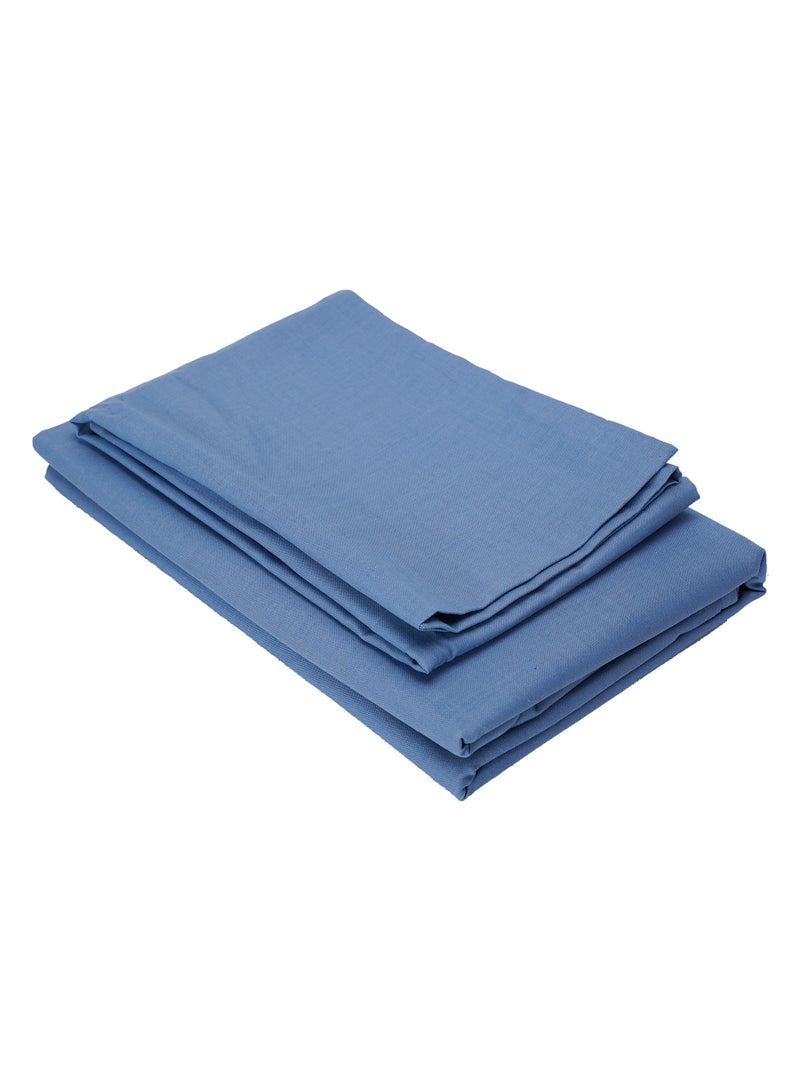 2 Piece Hometex Design Single Size Dyed Flat Sheet Set Blue - 1 Flat Sheet (150x260 cm) + 1 Pillow Cover (50x75 cm)