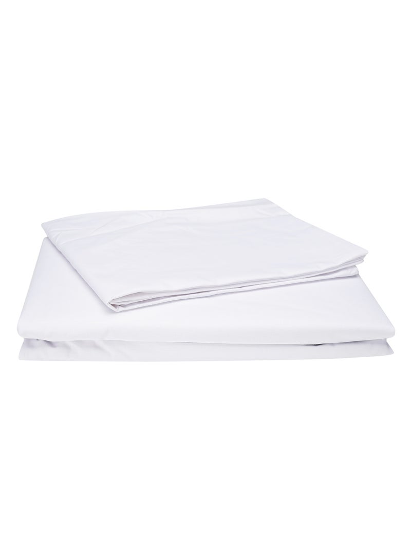 3 Piece Hometex Design King Size Flat Sheet Set White - 1 Flat Sheet (240x260 cm) +2 Pillow Covers (50x75 cm)