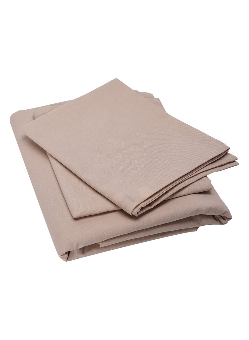 3 Piece Hometex Design 100% Cotton King Size Printed Flat Sheet Set BEIGE SABLE - 1 Flat Sheet (240x260 cm) + 2 Pillow Covers (50x80 cm)