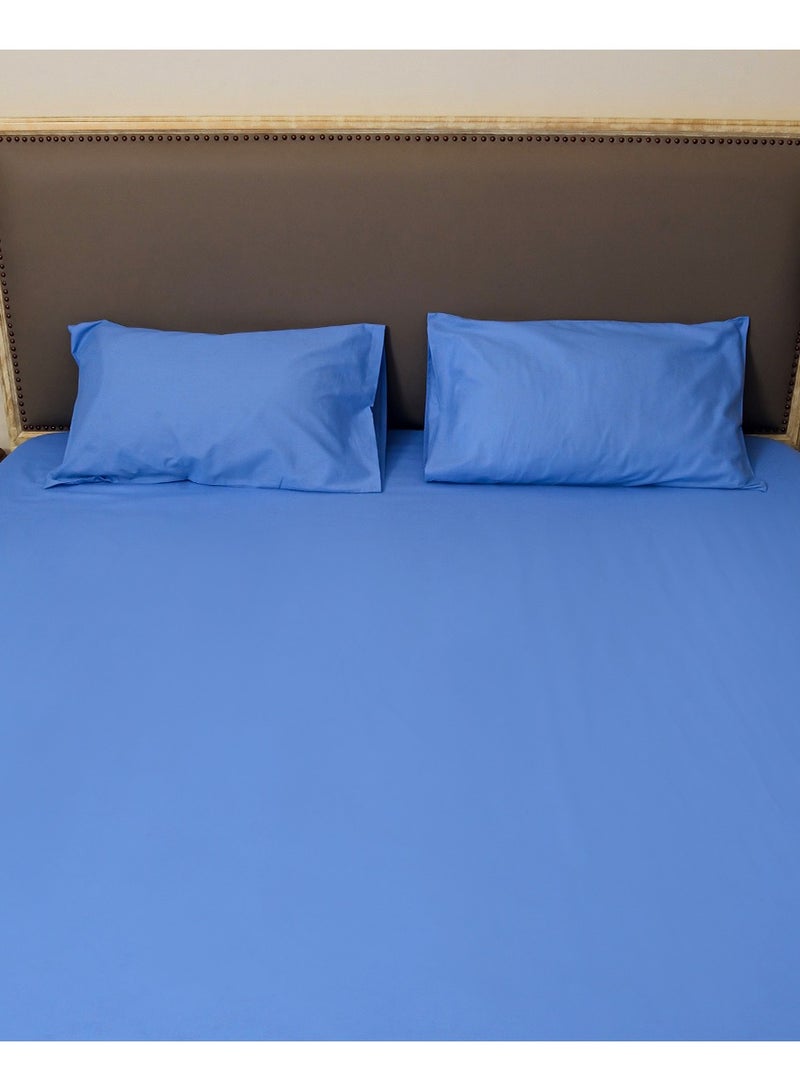 Hometex Design King Size 100% Cotton Solid Flat Sheet Set Lavande - 1 Flat Sheet (240x260 cm) + 2 Pillow Covers (50x80 cm)