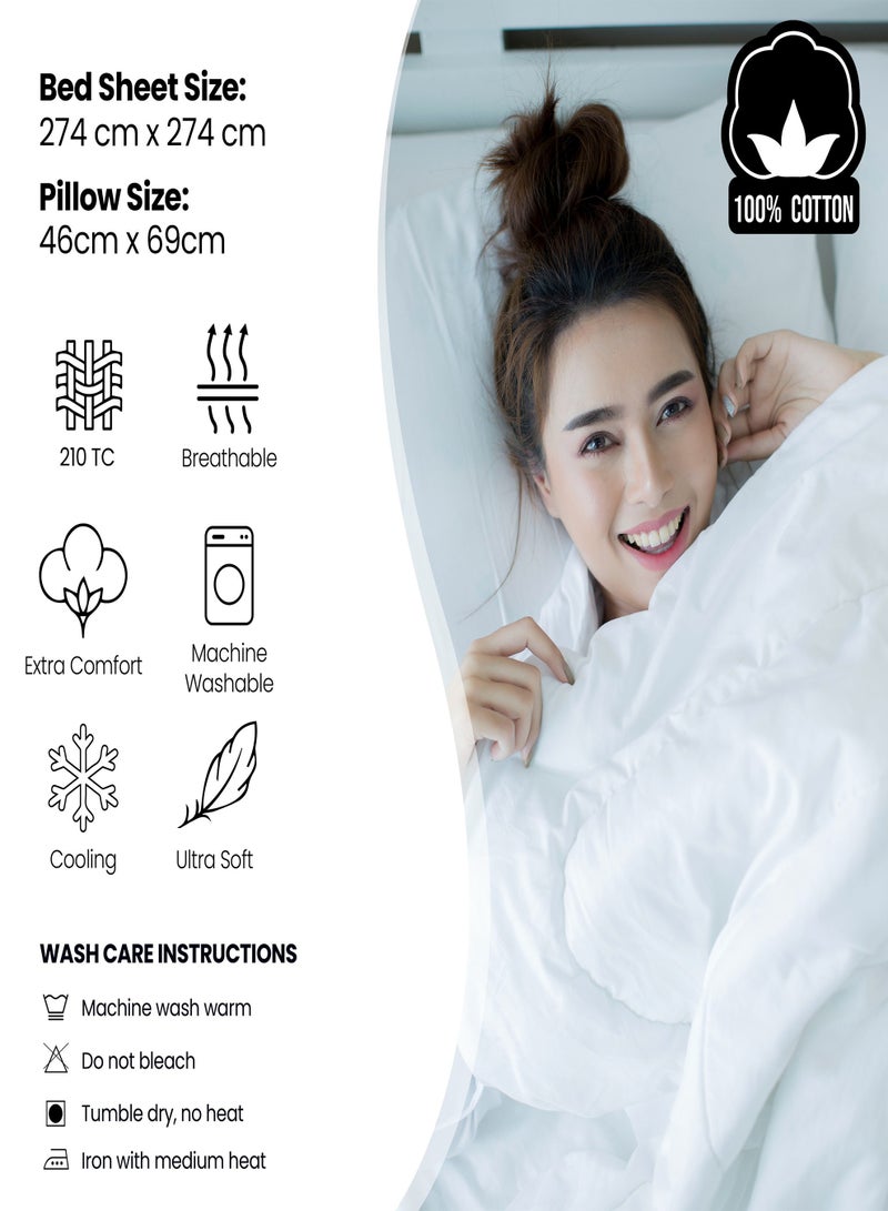 Raymond Home King Flat Sheet Bedsheet 210 Thread Count Luxurious Mercerized 100% Cotton Bedding Solid Bed Linen with 2 Pillow Case - Slate