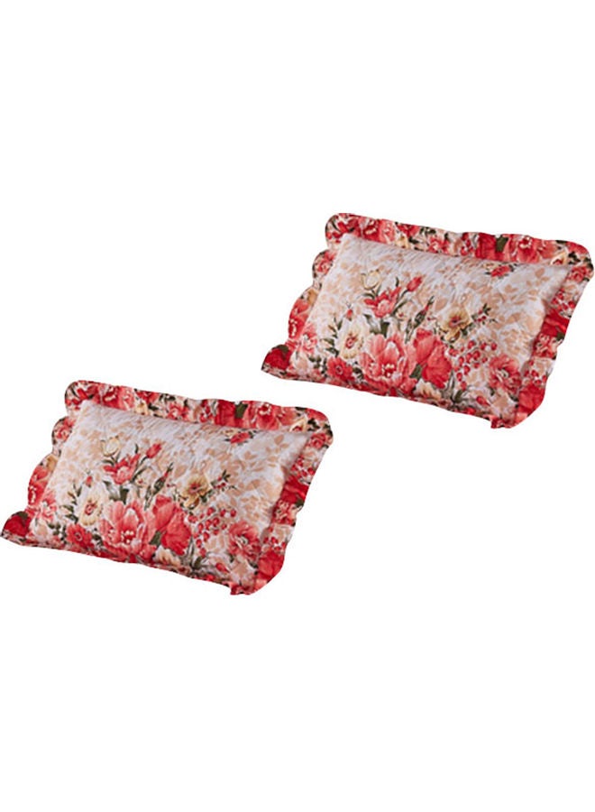 2-Piece Flower Print Soft Pillow Case polyester Multicolour 14 x 11 x 2cm