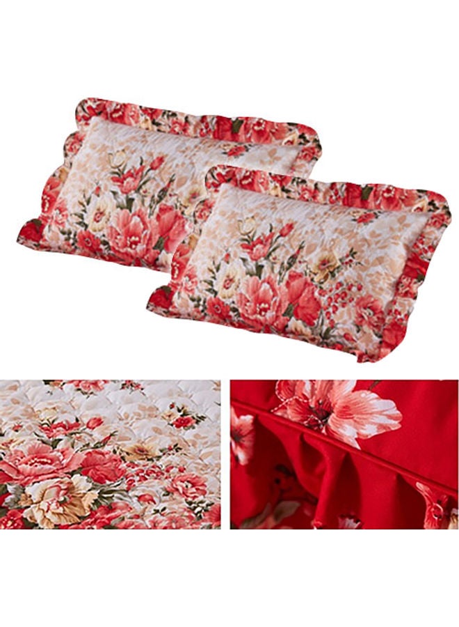 2-Piece Flower Print Soft Pillow Case Polyester Multicolour 14 x 11 x 2cm