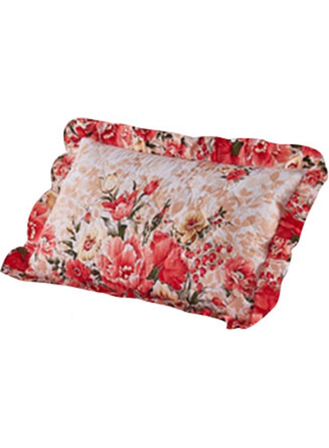 2-Piece Flower Print Soft Pillow Case Polyester Multicolour 14 x 11 x 2cm