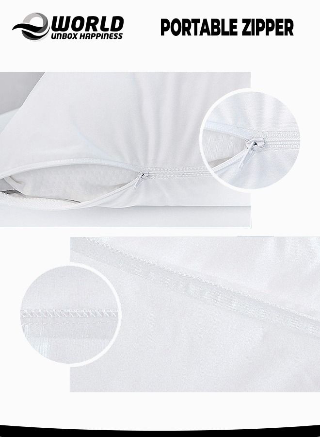 2 Pieces Waterproof King Size White Pillow Protectors, Hypoallergenic, Breathable Noiseless and Machine Washable Zippered Covers for Ultimate Protection, Ideal for Home, Hotel and Dormitory