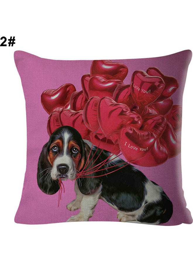 Cute Dog Pattern Throw Pillow Case Linen Multicolour 45x45cm