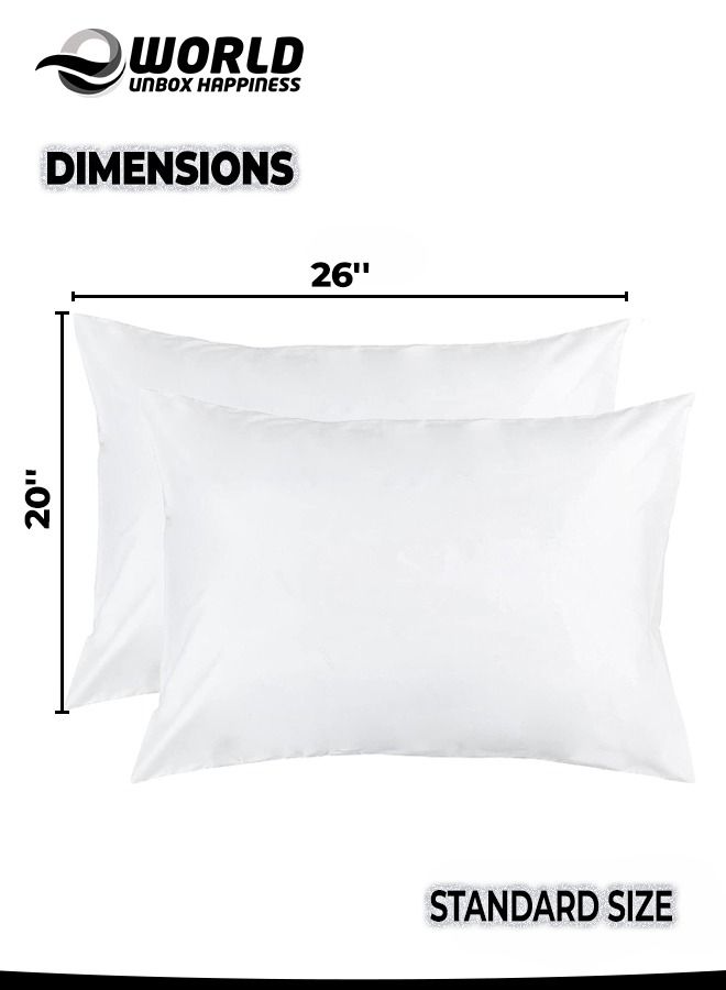 4 Pieces Waterproof Standard Size White Pillow Protectors, Hypoallergenic, Breathable Noiseless and Machine Washable Zippered Covers for Ultimate Protection, Ideal for Home, Hotel and Dormitory