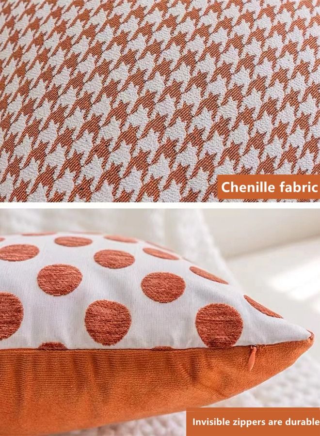 Living Room Pillow Covers, Modern Sofa Throw Pillow Cover,  Fabric Pillow Case for Couch Bed Car 45x45cm for Home Polyester Fibre (Orange Series, 18x18,Set of 4)