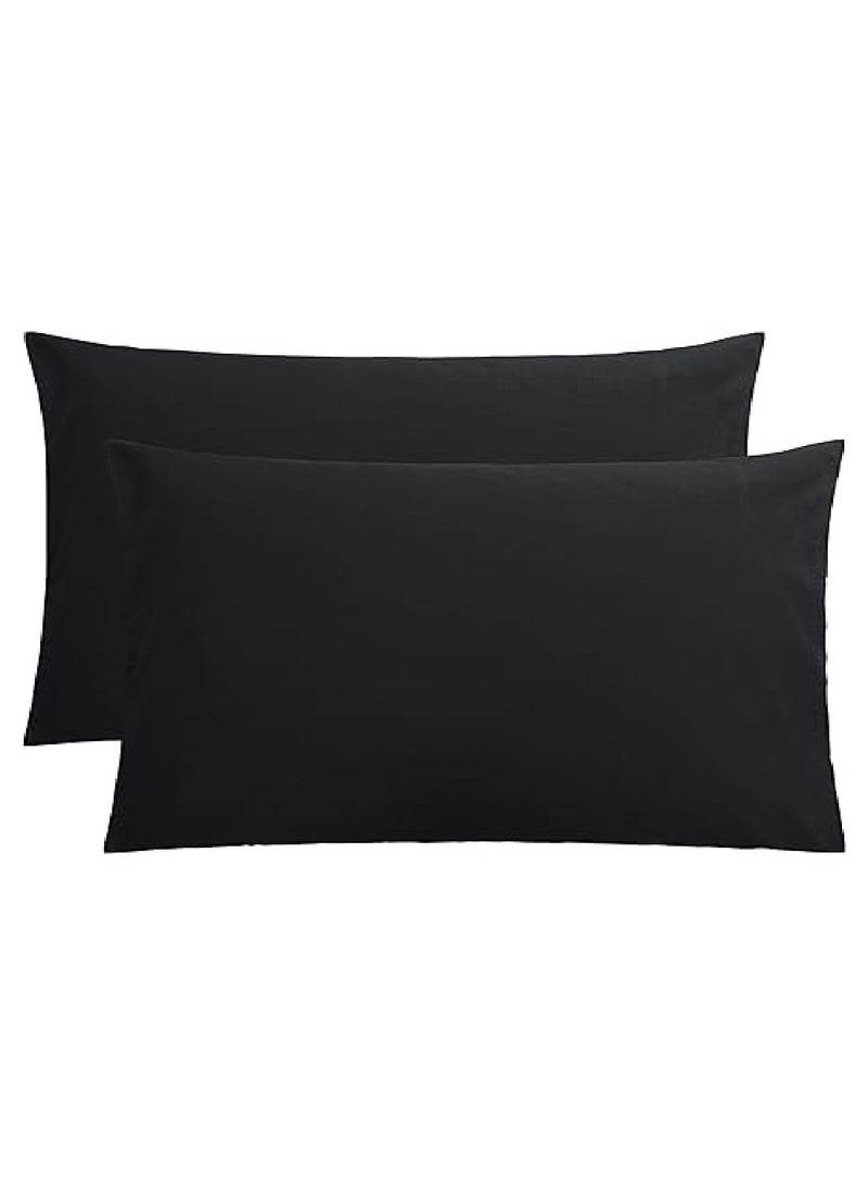 2-Pack Soft Wrinkle Resistant Microfiber Queen Pillowcases, Fade And Stain Resistant, 76.2L x 50.8W Black