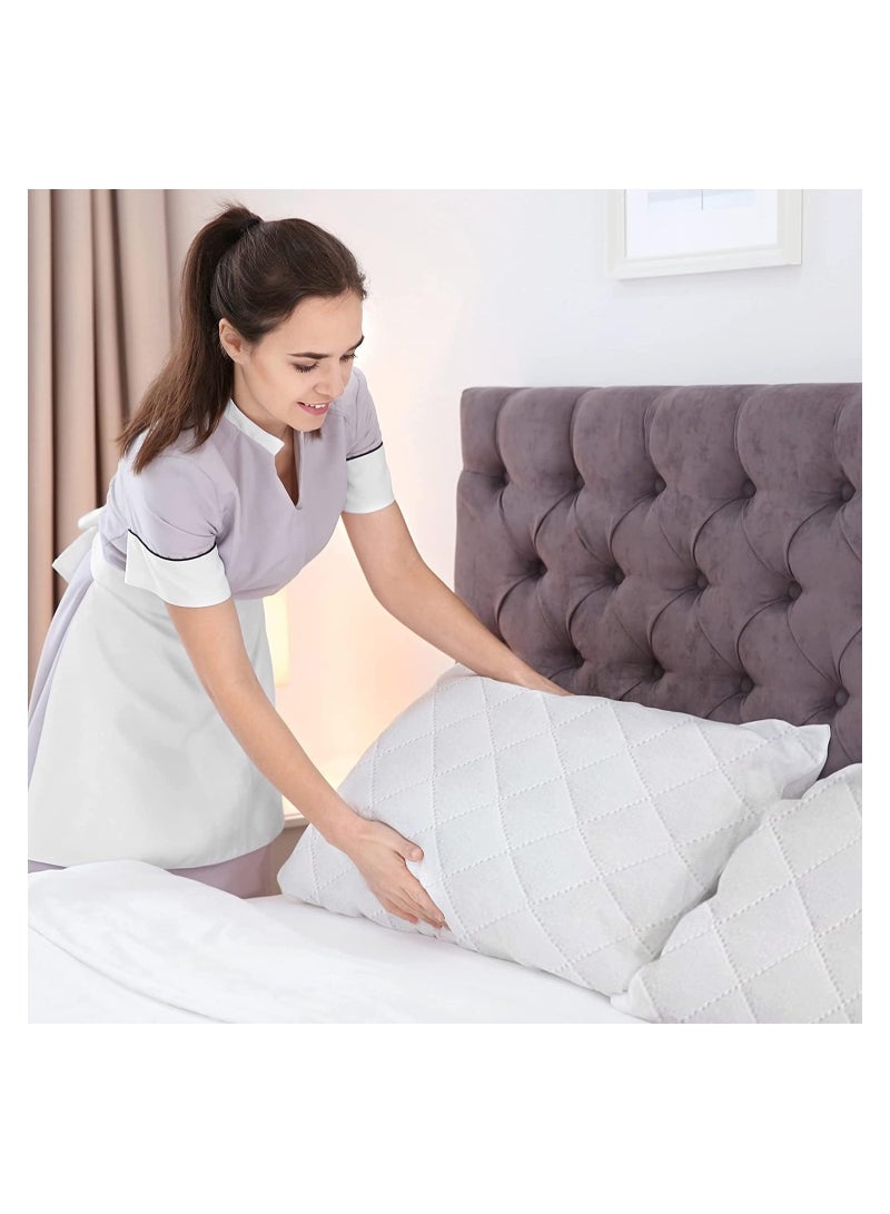 FABTEX Pillow Protectors 4 Pieces Pack Quilted Zipped Ultra Luxe Zipped Pillow Protectors Quilted Pillow Protectors Soft & Breathable Microfiber Pillowcase Protectors Hypoallergenic 50 x 75cm White