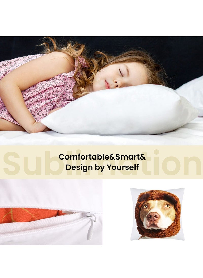 SYOSI, 6 Pieces Sublimation Blanks Pillow Cases, White Cushion Covers with Heat Press DIY, Transfer Polyester Peach Skin Cover Concealed Zipper