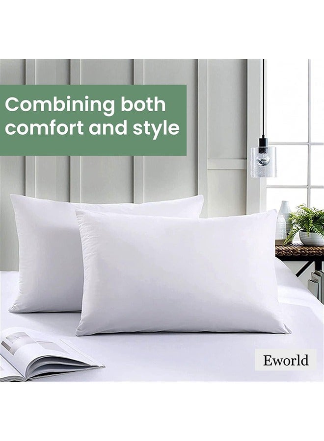 Waterproof White Cotton Pillow Covers with Smooth Zippers, Double Defense Design Featuring High Thread Count and Plain Style Thick Pillowcases for Home, Hotel, and Dormitory in Pack of 2, And 4