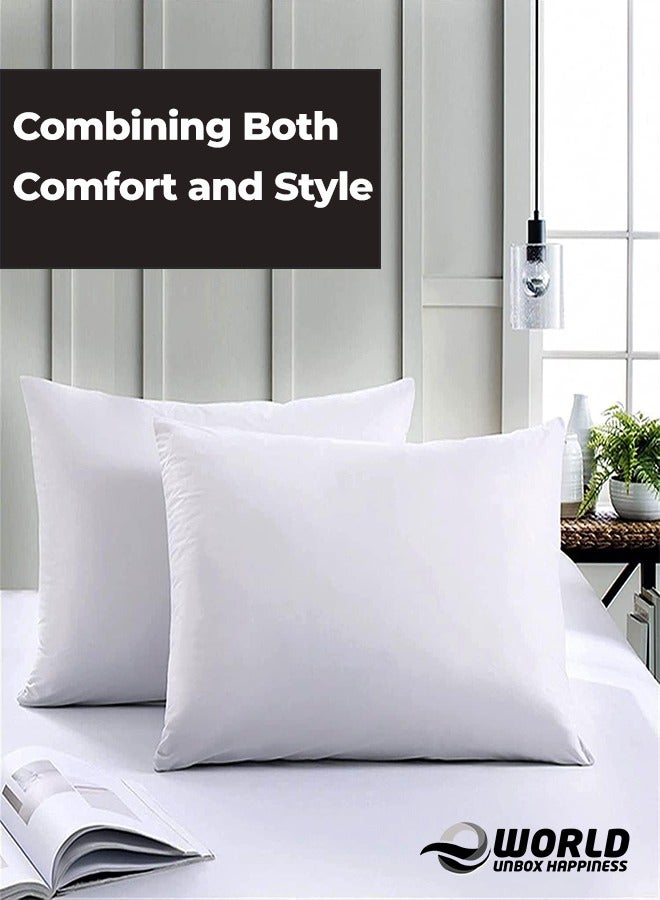 Waterproof White Cotton Pillow Covers with Smooth Zippers, Double Defense Design Featuring High Thread Count and Plain Style Thick Pillowcases for Home, Hotel, and Dormitory in Pack of 2, And 4