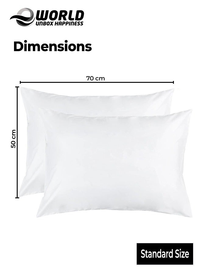 Waterproof White Cotton Pillow Covers with Smooth Zippers, Double Defense Design Featuring High Thread Count and Plain Style Thick Pillowcases for Home, Hotel, and Dormitory in Pack of 2, And 4