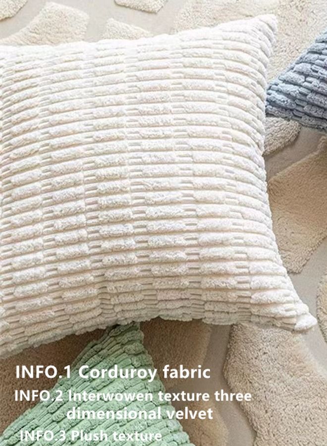 4-Piece Decorative Cushion Cover Pillow Cases Corduroy Off-white 45 x 45 Centimeter