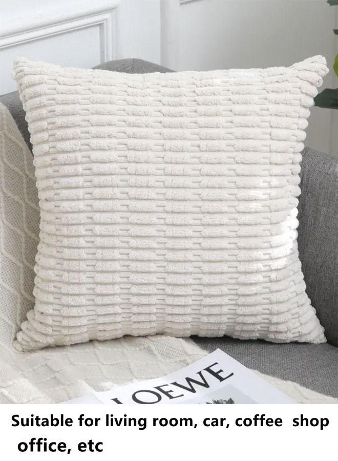 4-Piece Decorative Cushion Cover Pillow Cases Corduroy Off-white 45 x 45 Centimeter