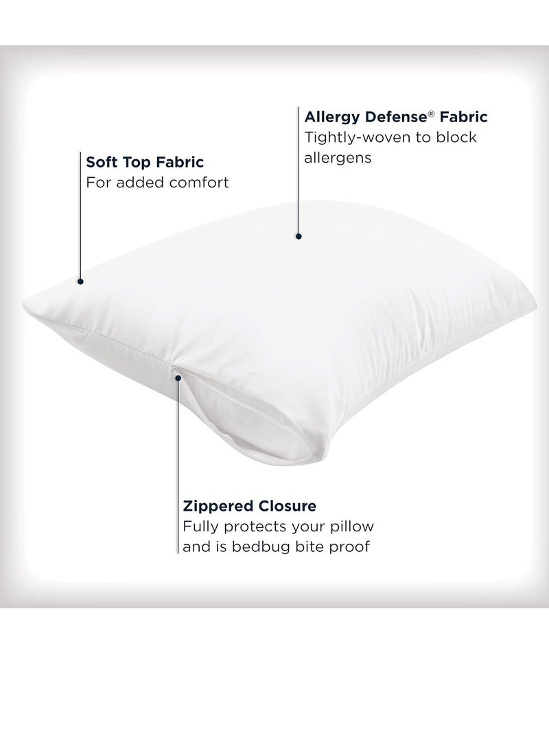 Set of 2 king AllerEase pillow protectors moisture wicking advanced allergy protection premium polyester zippered protectors