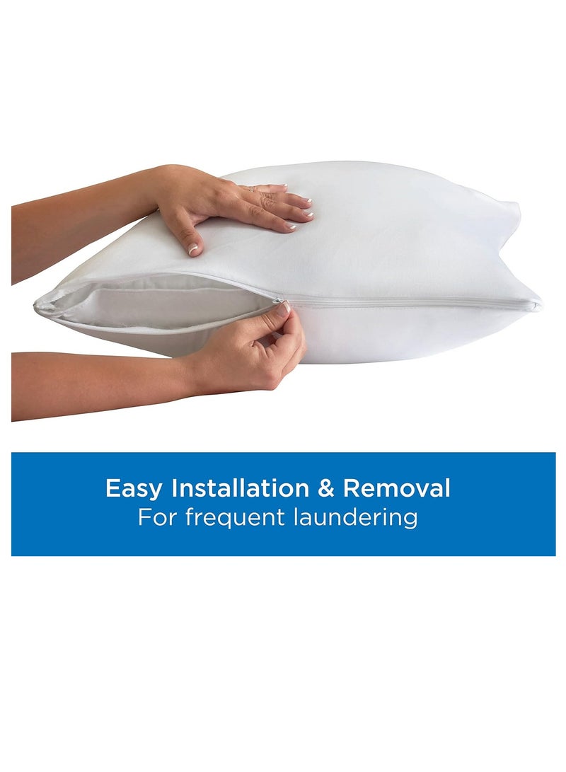 Set of 2 king AllerEase pillow protectors moisture wicking advanced allergy protection premium polyester zippered protectors