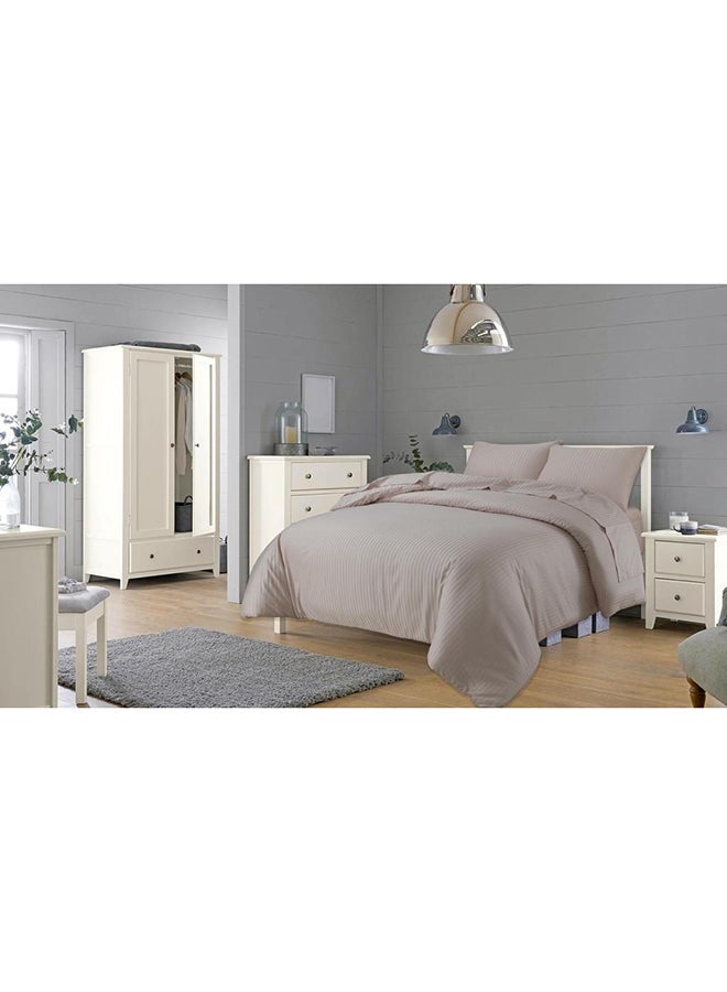 3-Piece Striped Comforter Set Cotton Tea Rose