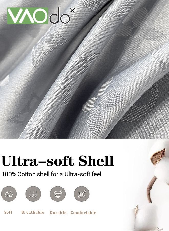 4PCS Skil Comforter Set Luxury Breathable Silky and Strong Drape Satin Jacquard Sheet Set Soft Silky Bed Sheets Satin Sheet Set 220*240CM Grey