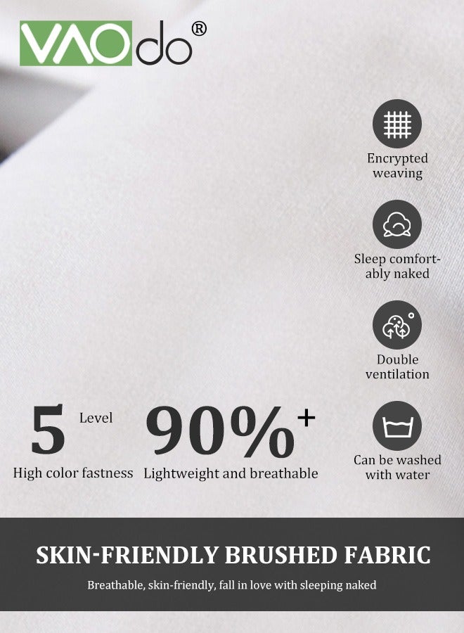 6PCS King Size Sheet Set  Brushed Material Luxury Bed Sheets  Breathable and Skin-friendly Fitted Sheet Set Sheets White
