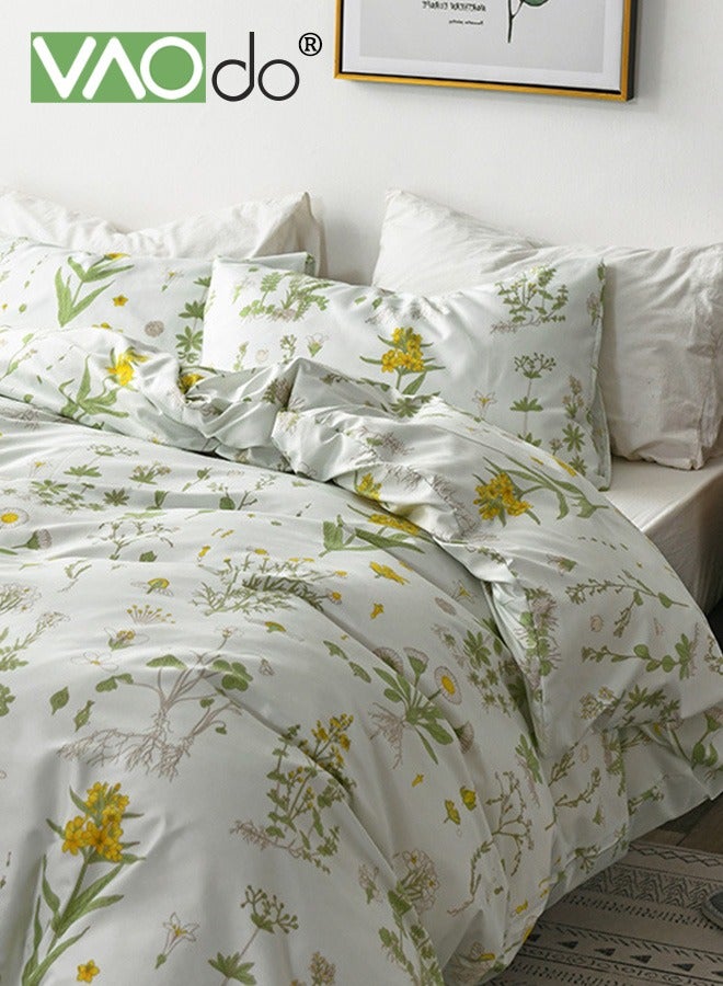 4PCS Bedding Set  King Size Comforter Set  Skin-Friendly Sheet Set  Solid Color  Breathable  Fresh  Pastoral Style Duvet Cover Set  2.0M Bed 220*240CM