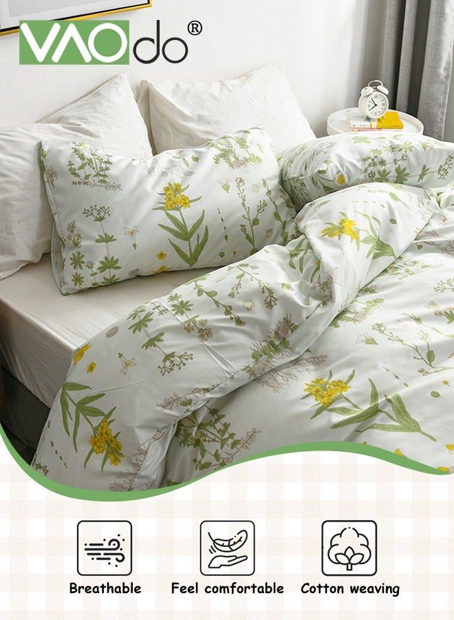 4PCS Bedding Set  King Size Comforter Set  Skin-Friendly Sheet Set  Solid Color  Breathable  Fresh  Pastoral Style Duvet Cover Set  2.0M Bed 220*240CM