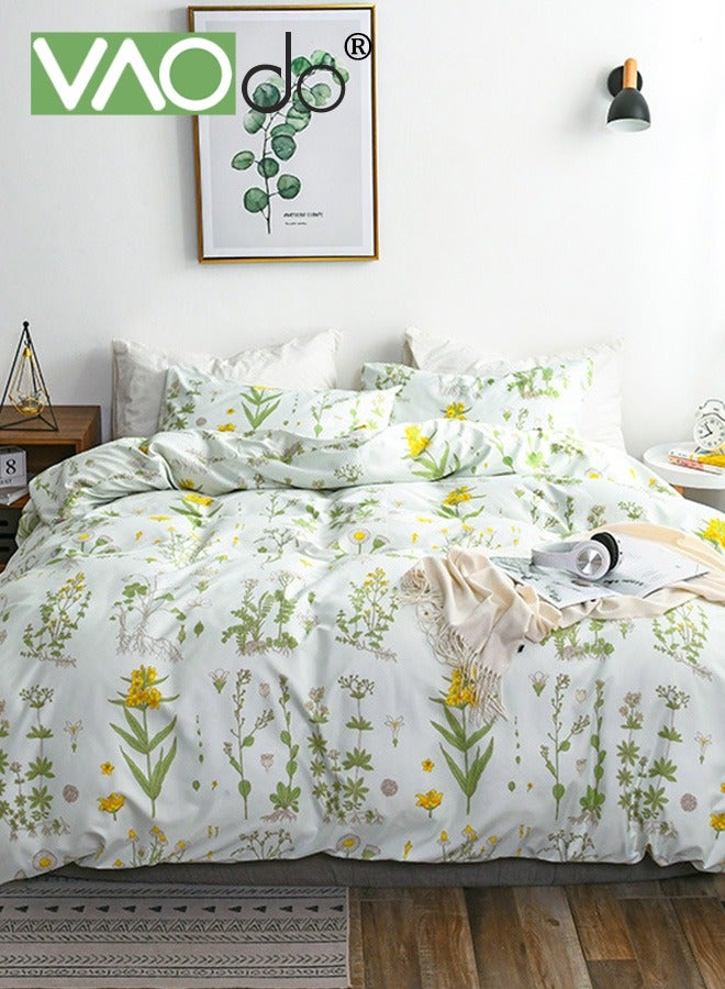 4PCS Bedding Set  King Size Comforter Set  Skin-Friendly Sheet Set  Solid Color  Breathable  Fresh  Pastoral Style Duvet Cover Set  2.0M Bed 220*240CM