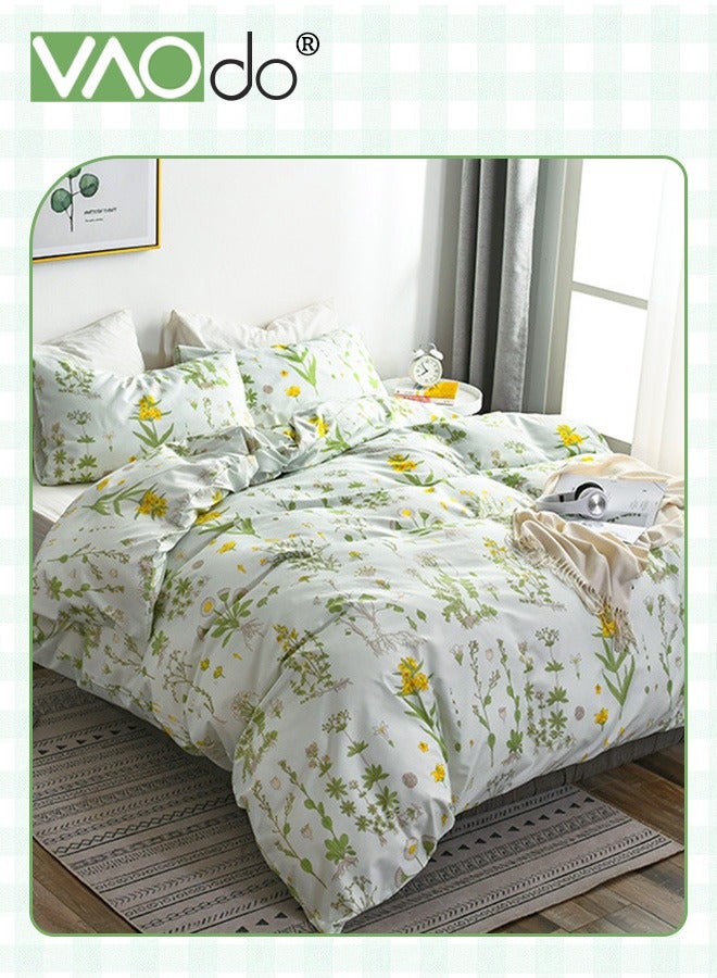 4PCS Bedding Set  King Size Comforter Set  Skin-Friendly Sheet Set  Solid Color  Breathable  Fresh  Pastoral Style Duvet Cover Set  2.0M Bed 220*240CM