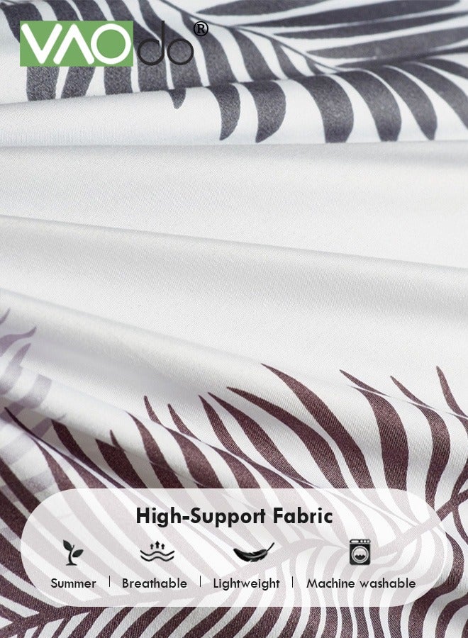 4PCS Bedding Set King Size Comforter Set Skin-Friendly Solid Color Breathable Tropical Rainforest Style Duvet Cover Set 2.0M Bed 220*240CM