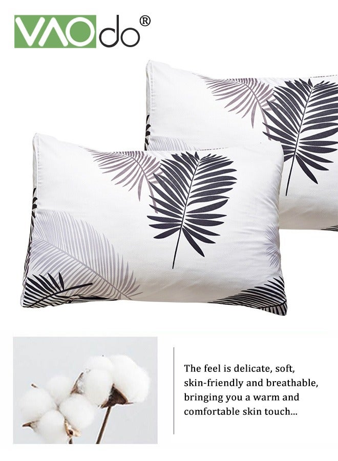 4PCS Bedding Set King Size Comforter Set Skin-Friendly Solid Color Breathable Tropical Rainforest Style Duvet Cover Set 2.0M Bed 220*240CM